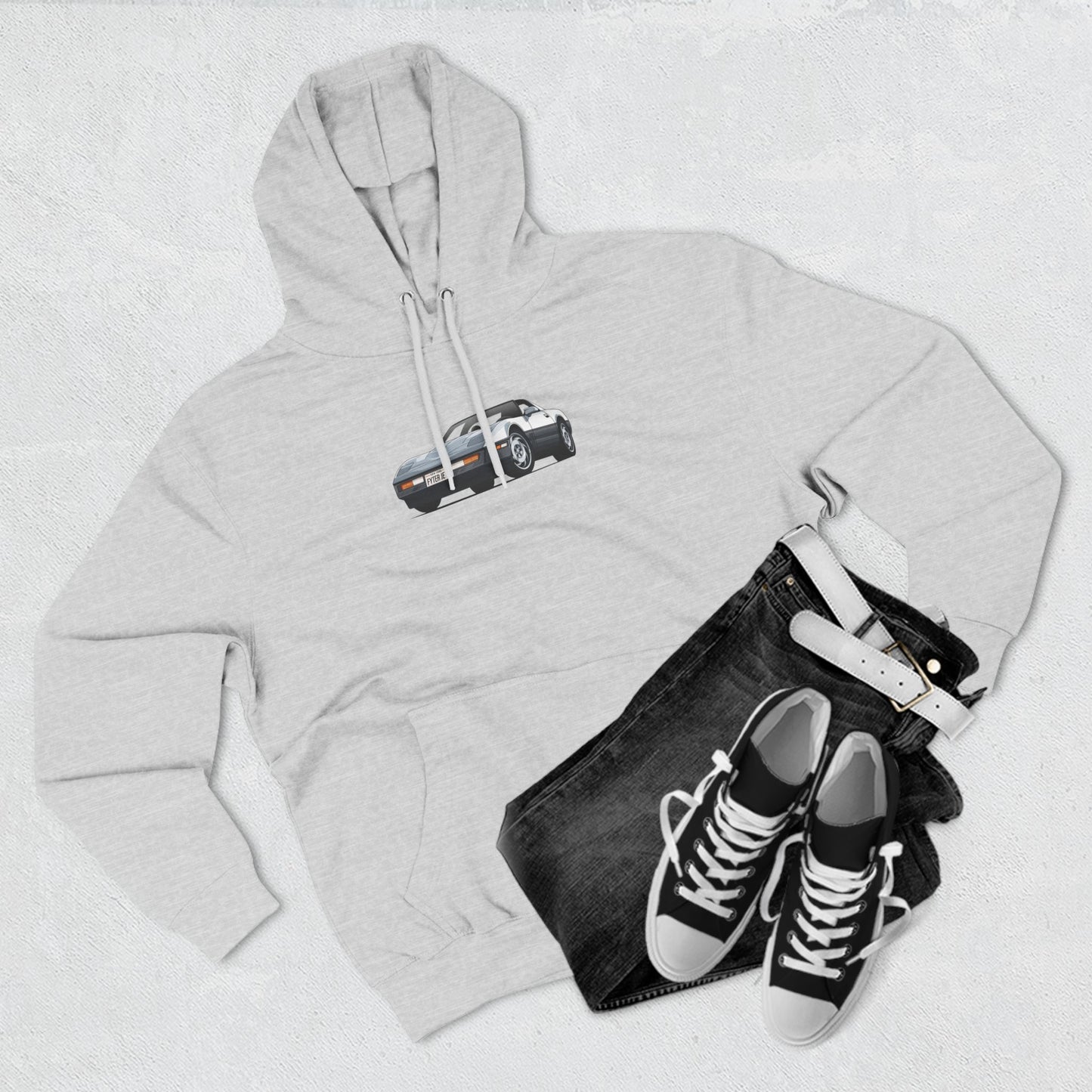 Minimalist FighterJet Front 3/4 Premium Fleece Hoodie