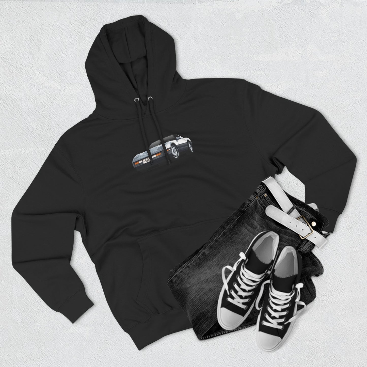 Minimalist FighterJet Front 3/4 Premium Fleece Hoodie