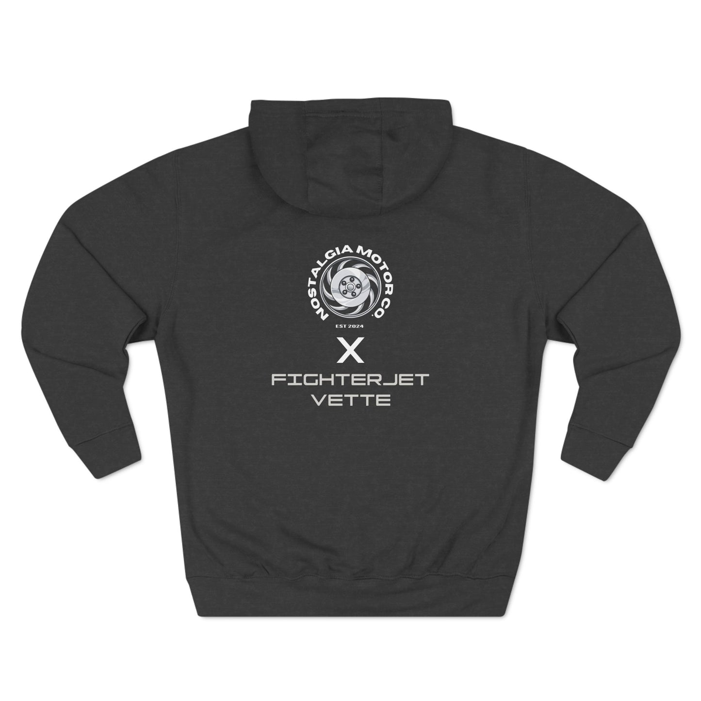 Minimalist FighterJet Rear Premium Fleece Hoodie