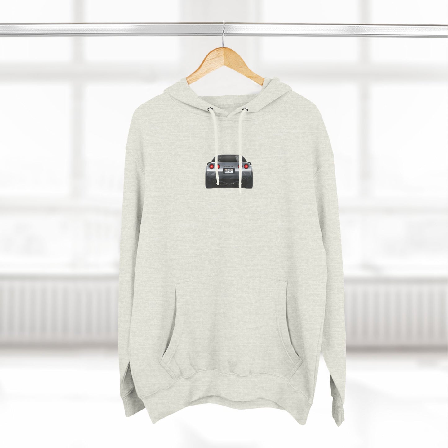 Minimalist FighterJet Rear Premium Fleece Hoodie