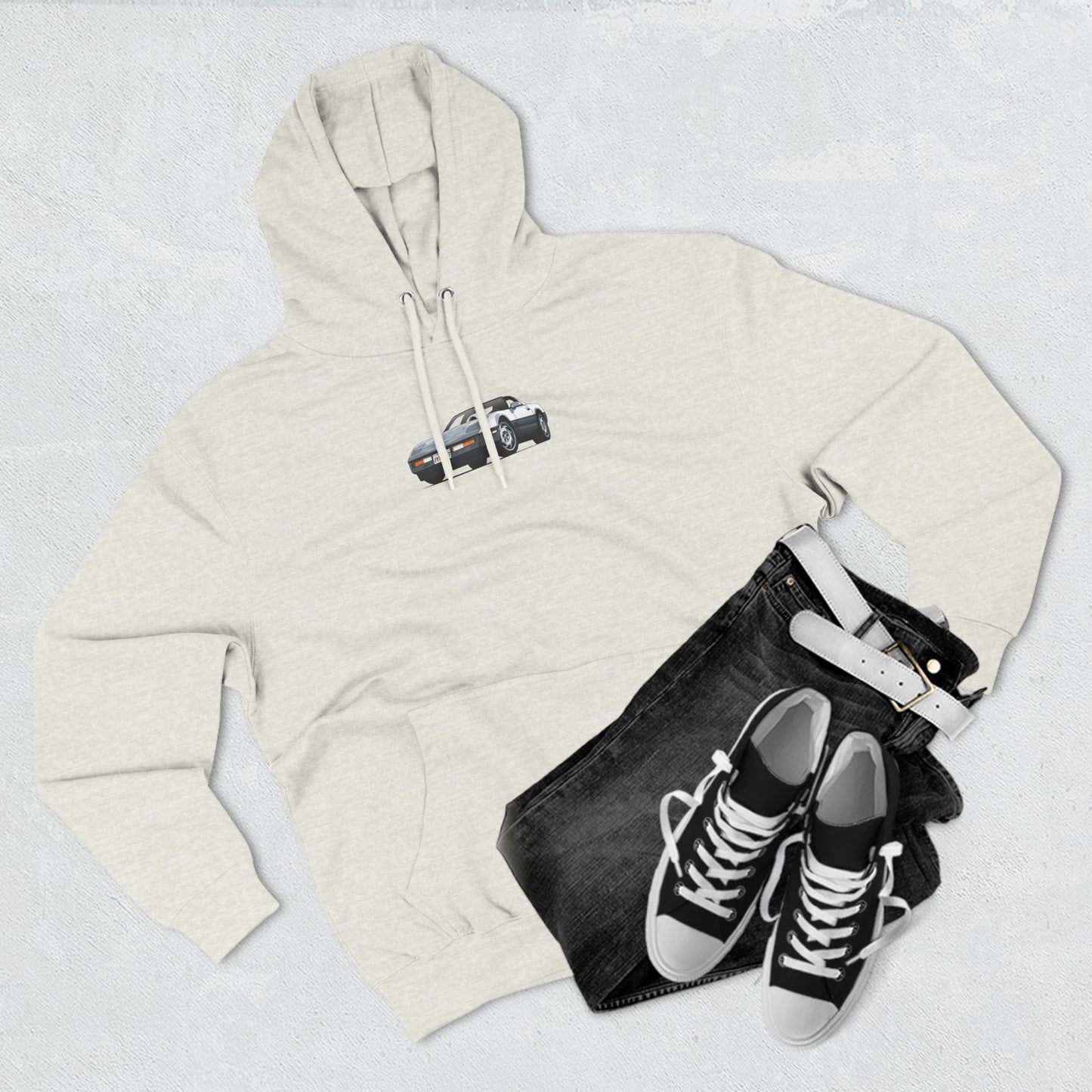 Minimalist FighterJet Front 3/4 Premium Fleece Hoodie