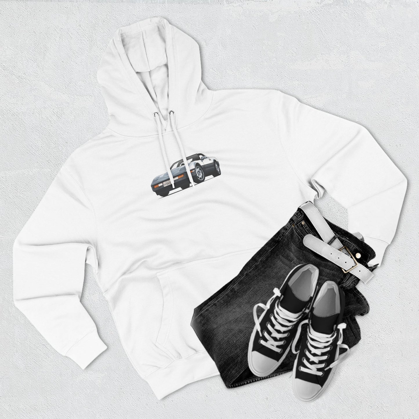 Minimalist FighterJet Front 3/4 Premium Fleece Hoodie