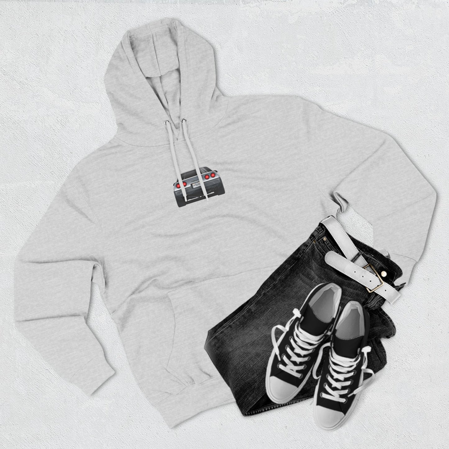 Minimalist FighterJet Rear Premium Fleece Hoodie