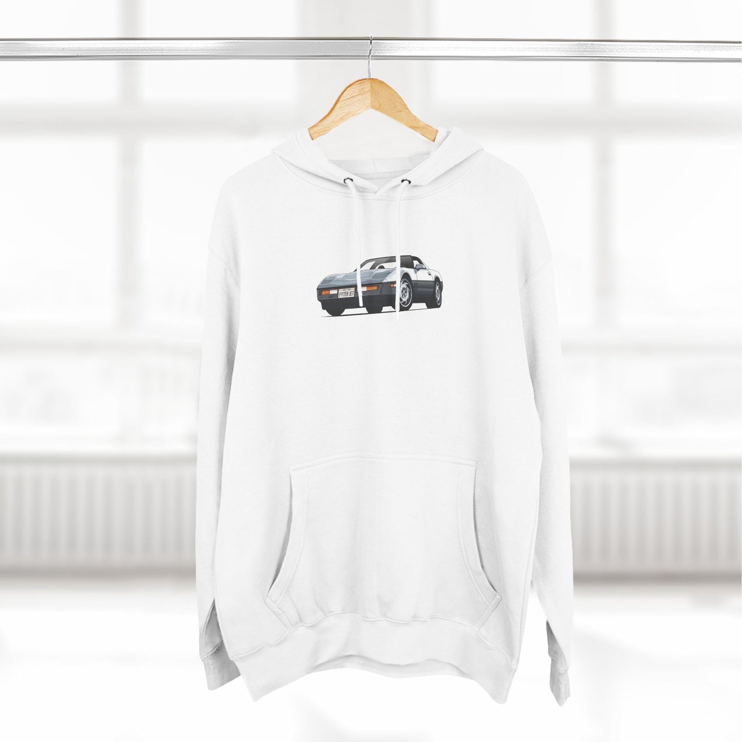 Minimalist FighterJet Front 3/4 Premium Fleece Hoodie