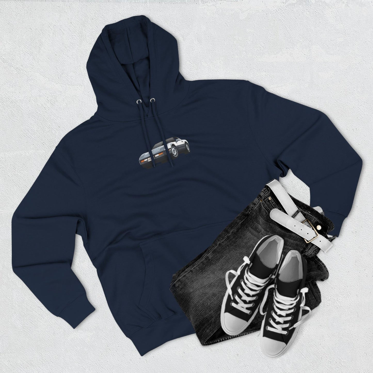 Minimalist FighterJet Front 3/4 Premium Fleece Hoodie