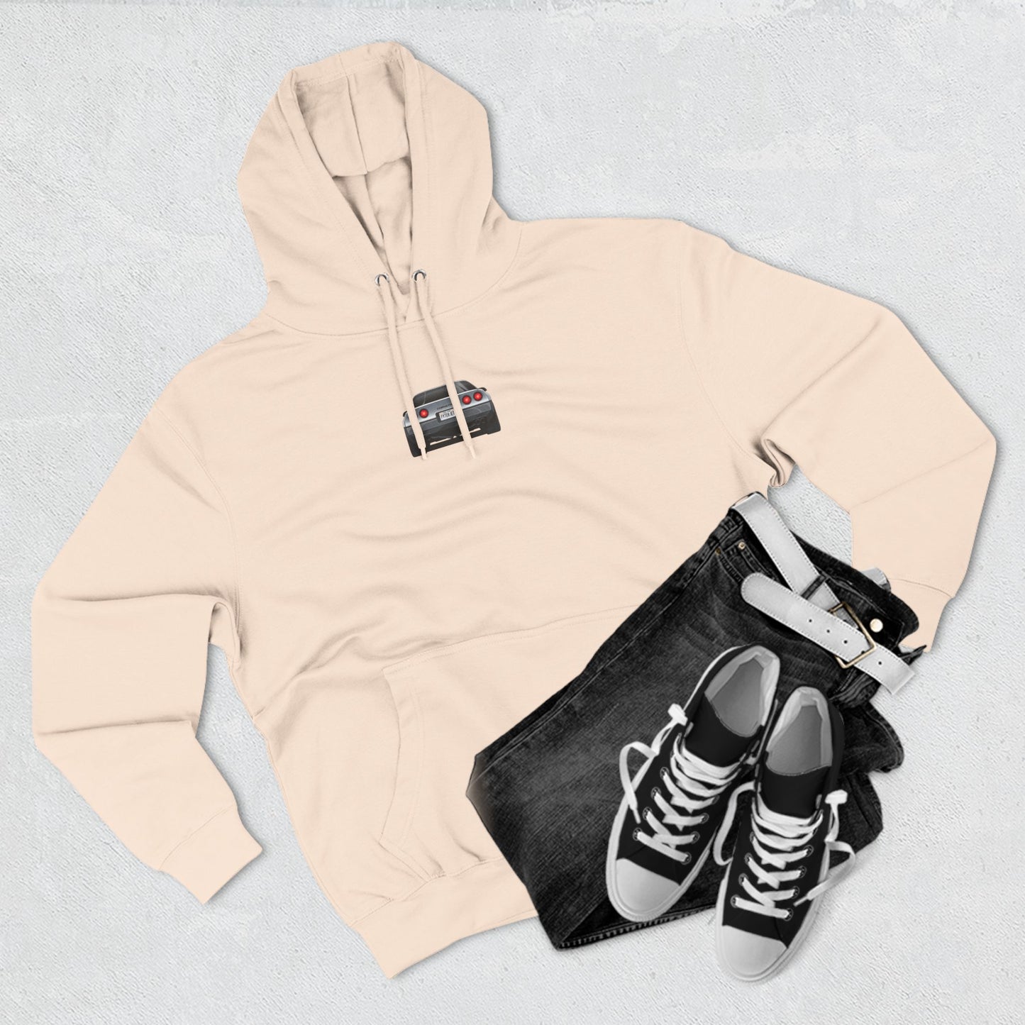 Minimalist FighterJet Rear Premium Fleece Hoodie