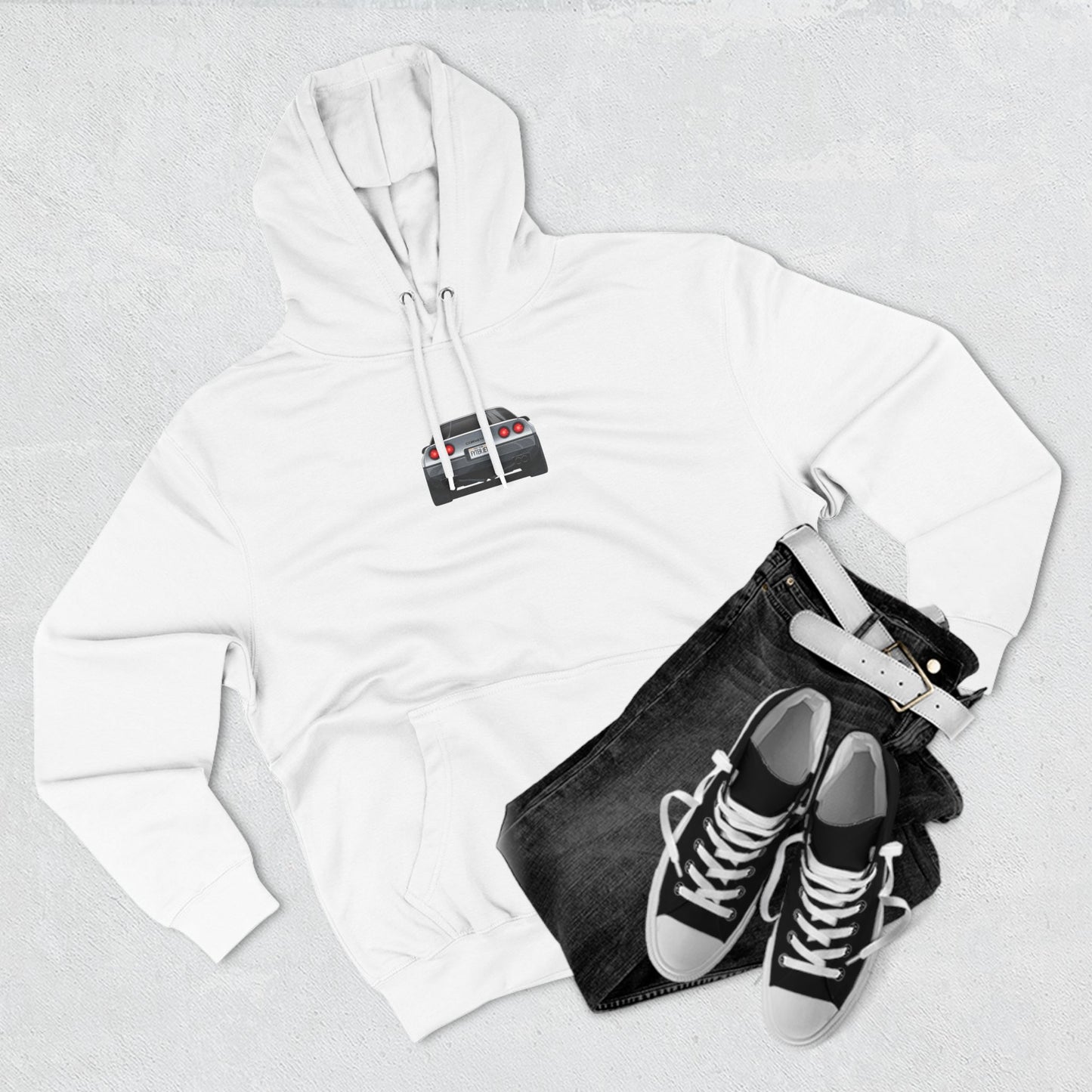 Minimalist FighterJet Rear Premium Fleece Hoodie