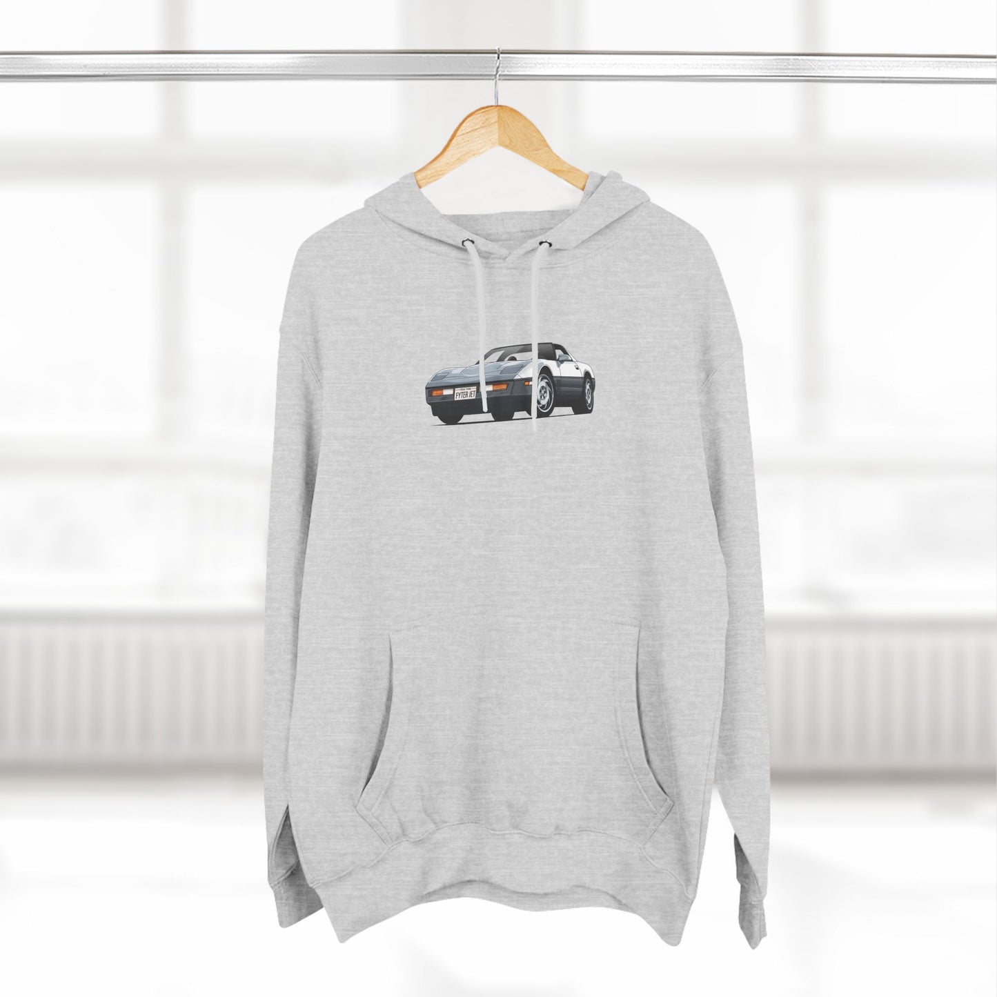 Minimalist FighterJet Front 3/4 Premium Fleece Hoodie