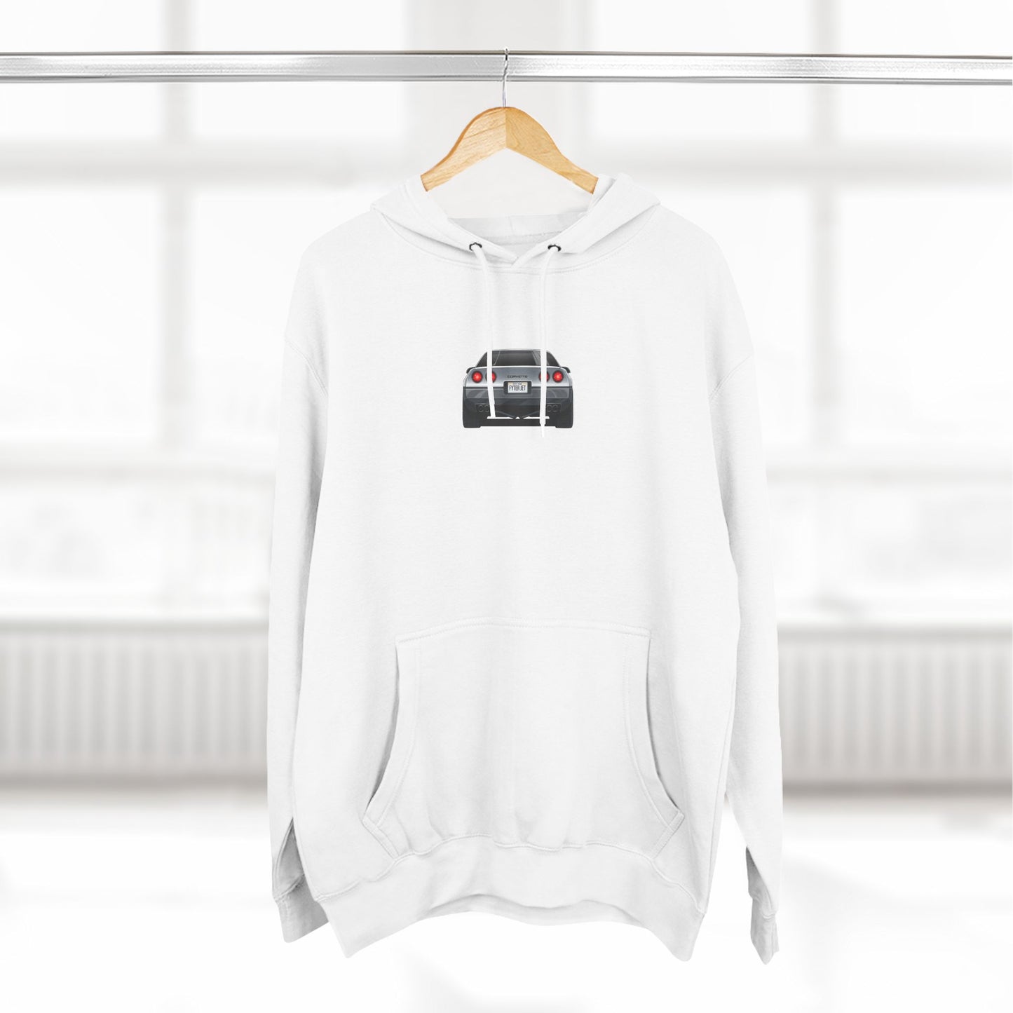 Minimalist FighterJet Rear Premium Fleece Hoodie